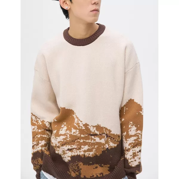 Flygo Mens Cow Sweater Harajuku Oversized Sweaters Casual Knit Pullover Jumper Sweatshirt