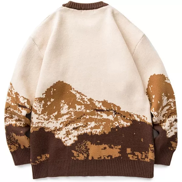 Flygo Mens Cow Sweater Harajuku Oversized Sweaters Casual Knit Pullover Jumper Sweatshirt