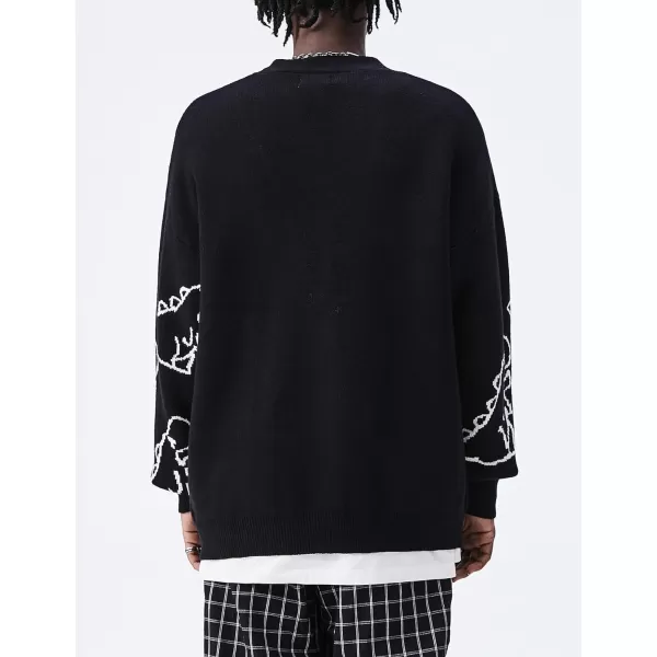 Flygo Mens Cow Sweater Harajuku Oversized Sweaters Casual Knit Pullover Jumper Sweatshirt
