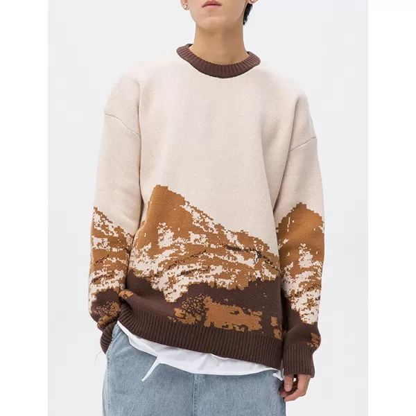 Flygo Mens Cow Sweater Harajuku Oversized Sweaters Casual Knit Pullover Jumper Sweatshirt