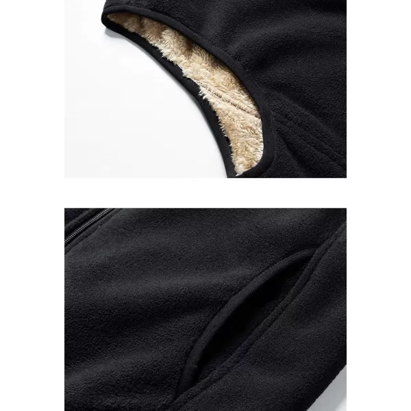 Flygo Men's Full Zip Fleece Sherpa Lined Vest Outdoor Warm Waistcoat Sleeveless Jacket