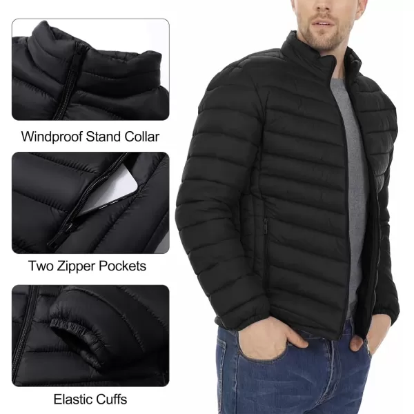 Flygo Mens Lightweight Puffer Jacket Water Resistant Winter Quilted Down Jackets Bubble Coat