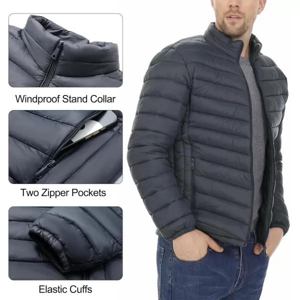 Flygo Mens Lightweight Puffer Jacket Water Resistant Winter Quilted Down Jackets Bubble Coat