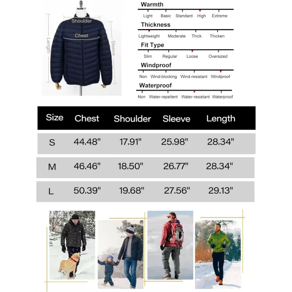 Flygo Mens Lightweight Puffer Jacket Water Resistant Winter Quilted Down Jackets Bubble Coat