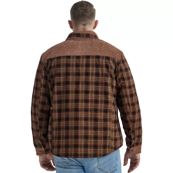 Flygo Men's Outdoor Casual Fleece Sherpa Lined Flannel Plaid Button Down Shirt Jacket