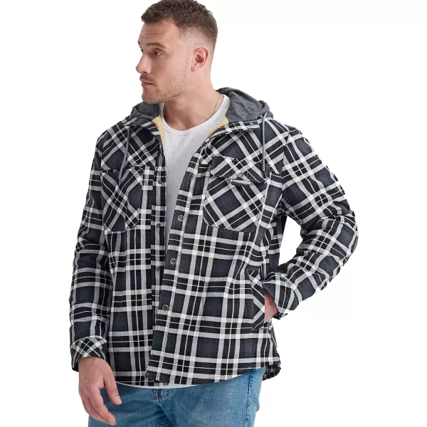 Flygo Men's Outdoor Casual Fleece Sherpa Lined Flannel Plaid Button Down Shirt Jacket