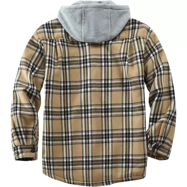 Flygo Men's Outdoor Casual Fleece Sherpa Lined Flannel Plaid Button Down Shirt Jacket