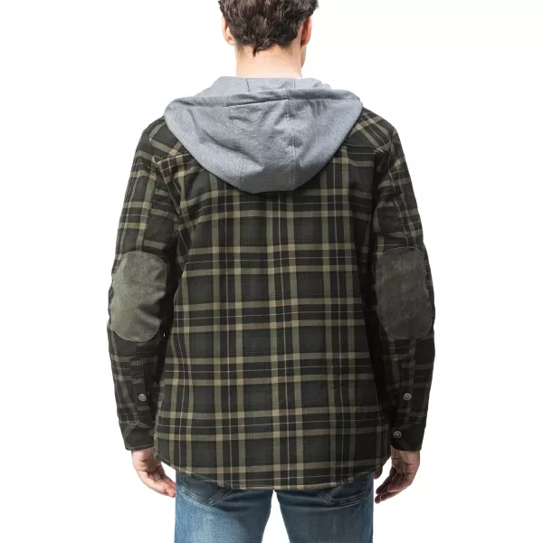 Flygo Men's Outdoor Casual Fleece Sherpa Lined Flannel Plaid Button Down Shirt Jacket