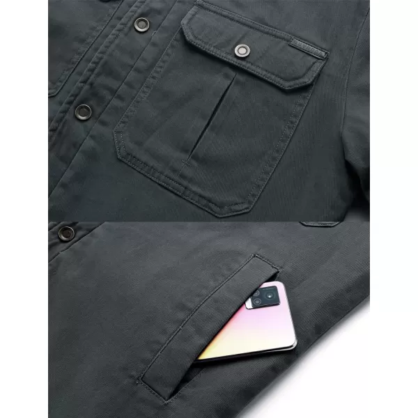 Flygo Men's Outdoor Casual Fleece Sherpa Lined Flannel Plaid Button Down Shirt Jacket