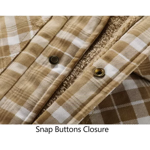 Flygo Men's Outdoor Casual Fleece Sherpa Lined Flannel Plaid Button Down Shirt Jacket