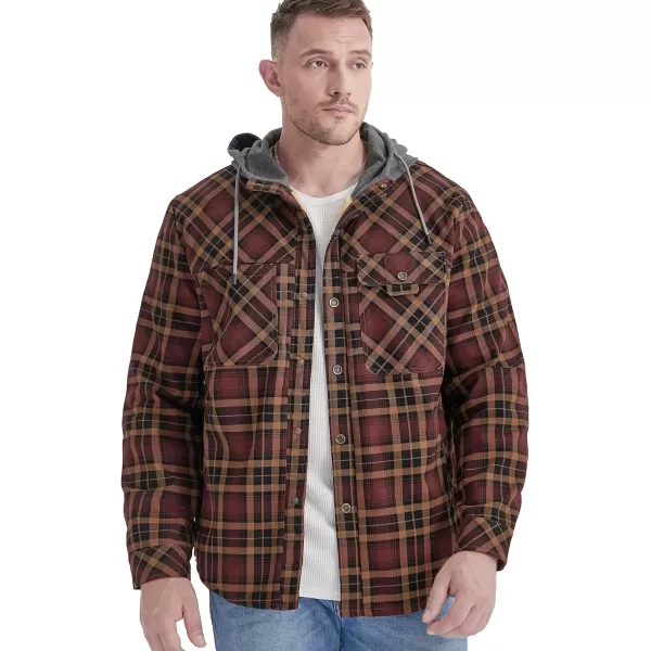 Flygo Men's Outdoor Casual Fleece Sherpa Lined Flannel Plaid Button Down Shirt Jacket