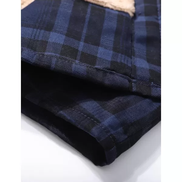 Flygo Men's Outdoor Casual Fleece Sherpa Lined Flannel Plaid Button Down Shirt Jacket