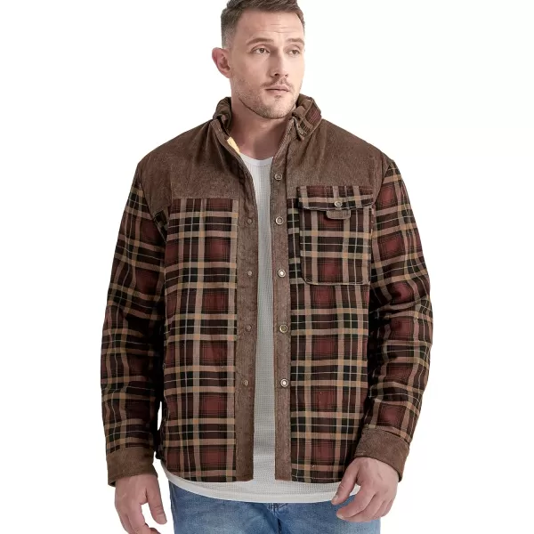 Flygo Men's Outdoor Casual Fleece Sherpa Lined Flannel Plaid Button Down Shirt Jacket