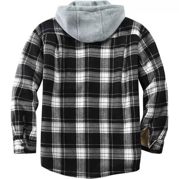 Flygo Men's Outdoor Casual Fleece Sherpa Lined Flannel Plaid Button Down Shirt Jacket
