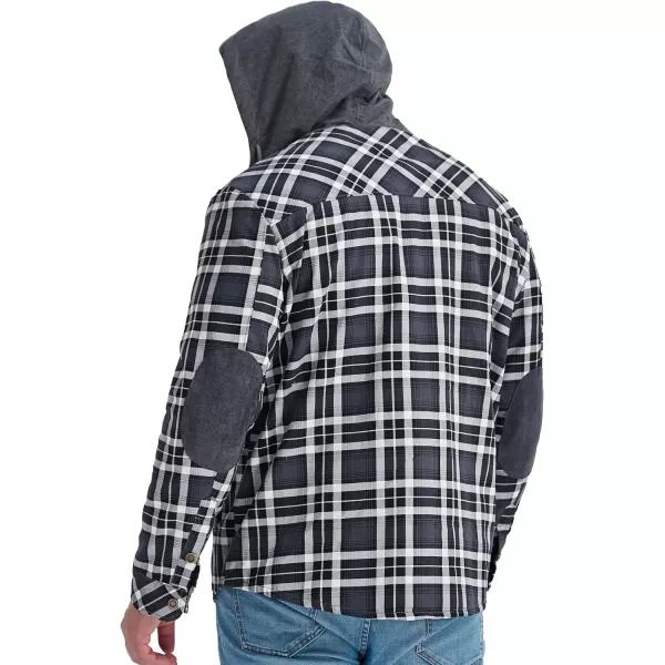 Flygo Men's Outdoor Casual Fleece Sherpa Lined Flannel Plaid Button Down Shirt Jacket