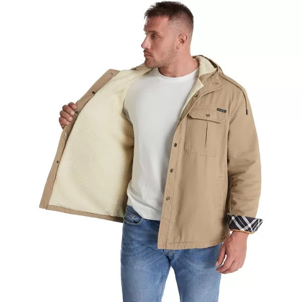 Flygo Men's Outdoor Casual Fleece Sherpa Lined Flannel Plaid Button Down Shirt Jacket