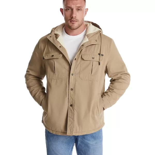 Flygo Men's Outdoor Casual Fleece Sherpa Lined Flannel Plaid Button Down Shirt Jacket