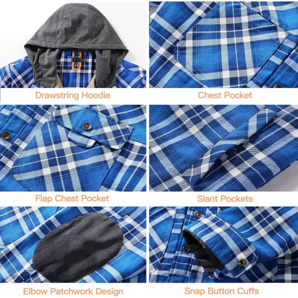Flygo Men's Outdoor Casual Fleece Sherpa Lined Flannel Plaid Button Down Shirt Jacket