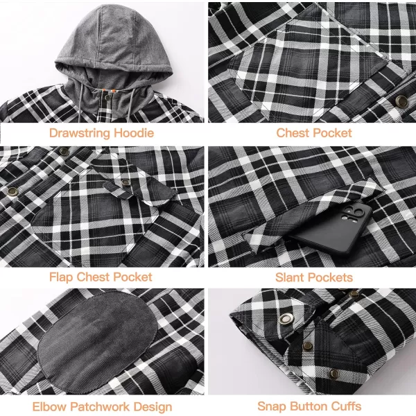 Flygo Men's Outdoor Casual Fleece Sherpa Lined Flannel Plaid Button Down Shirt Jacket