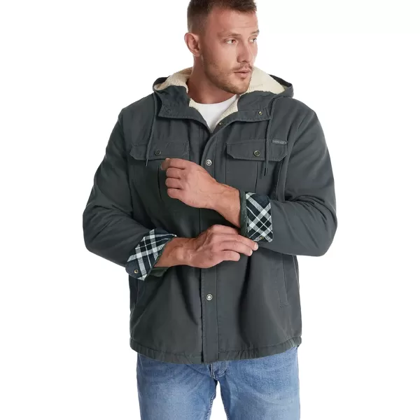 Flygo Men's Outdoor Casual Fleece Sherpa Lined Flannel Plaid Button Down Shirt Jacket