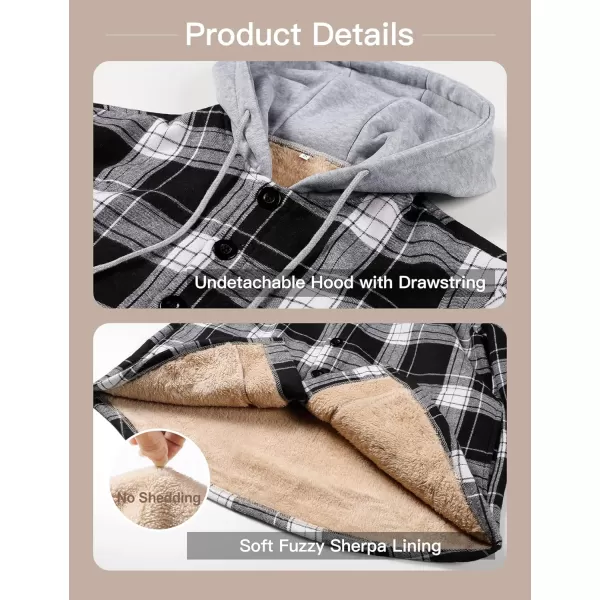 Flygo Men's Outdoor Casual Fleece Sherpa Lined Flannel Plaid Button Down Shirt Jacket