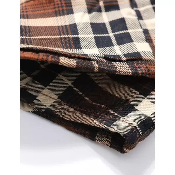Flygo Men's Outdoor Casual Fleece Sherpa Lined Flannel Plaid Button Down Shirt Jacket