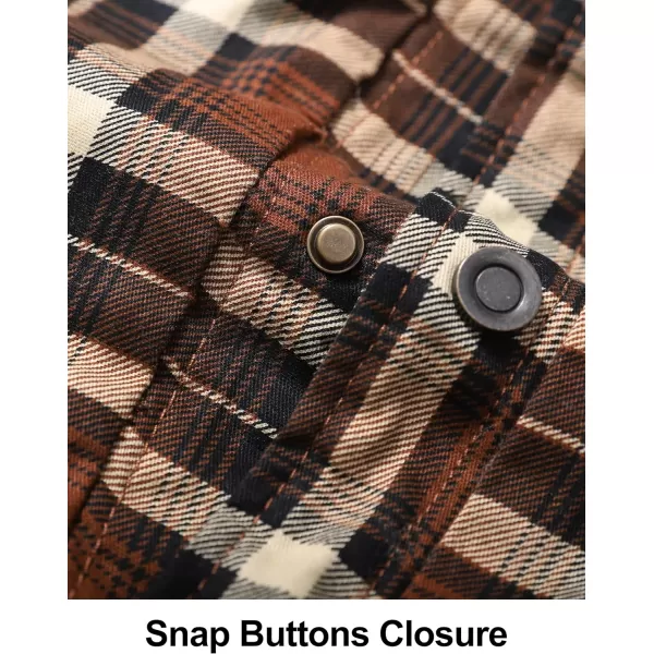 Flygo Men's Outdoor Casual Fleece Sherpa Lined Flannel Plaid Button Down Shirt Jacket