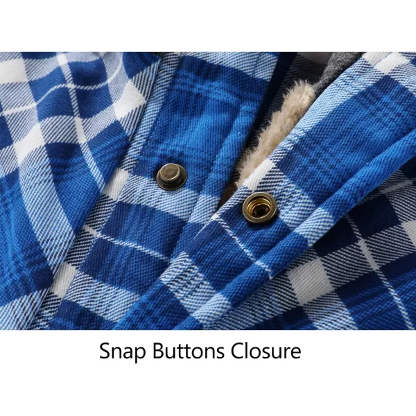Flygo Men's Outdoor Casual Fleece Sherpa Lined Flannel Plaid Button Down Shirt Jacket