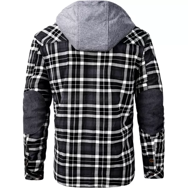 Flygo Men's Outdoor Casual Fleece Sherpa Lined Flannel Plaid Button Down Shirt Jacket