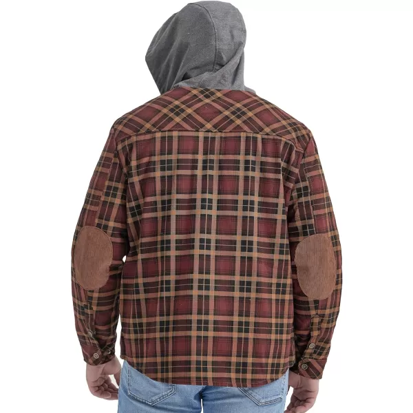 Flygo Men's Outdoor Casual Fleece Sherpa Lined Flannel Plaid Button Down Shirt Jacket