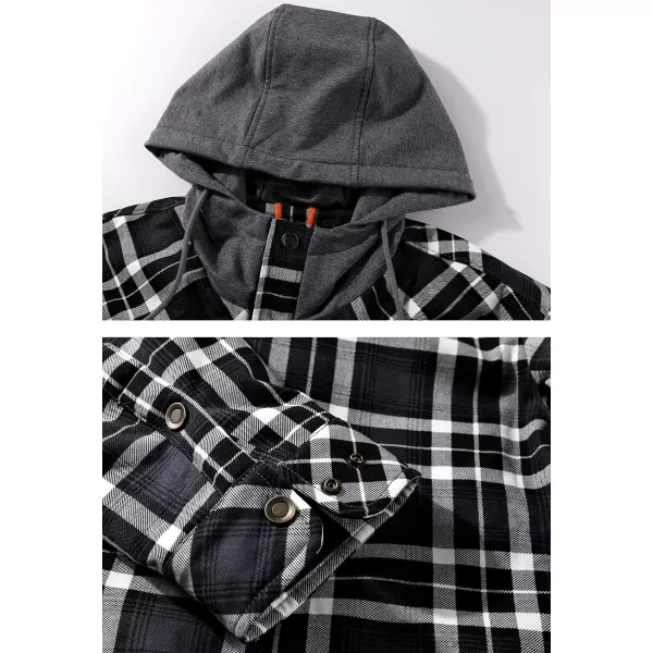 Flygo Men's Outdoor Casual Fleece Sherpa Lined Flannel Plaid Button Down Shirt Jacket