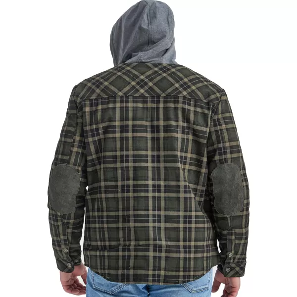 Flygo Men's Outdoor Casual Fleece Sherpa Lined Flannel Plaid Button Down Shirt Jacket