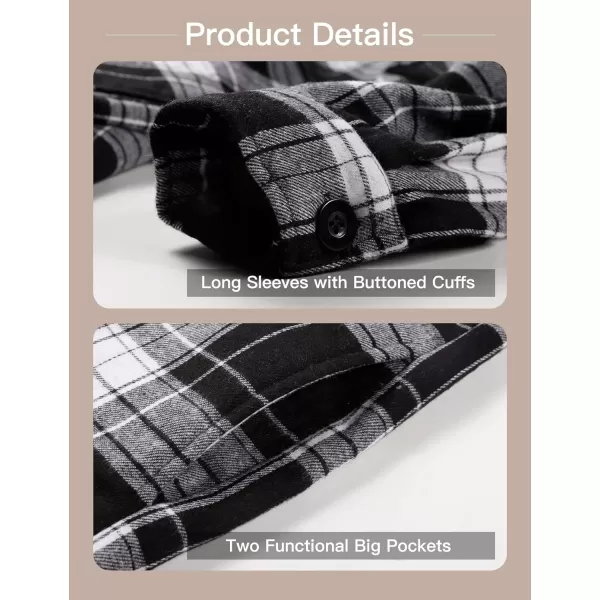 Flygo Men's Outdoor Casual Fleece Sherpa Lined Flannel Plaid Button Down Shirt Jacket