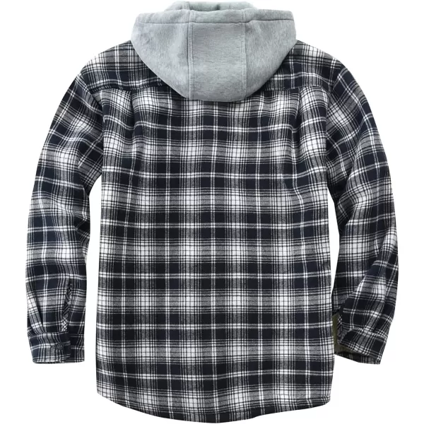 Flygo Men's Outdoor Casual Fleece Sherpa Lined Flannel Plaid Button Down Shirt Jacket