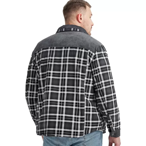 Flygo Men's Outdoor Casual Fleece Sherpa Lined Flannel Plaid Button Down Shirt Jacket
