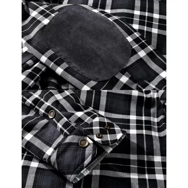 Flygo Men's Outdoor Casual Fleece Sherpa Lined Flannel Plaid Button Down Shirt Jacket