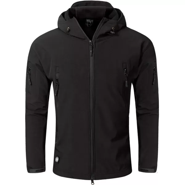 Flygo Men's Outdoor Military Hooded Tactical Fleece Softshell Jacket Coat