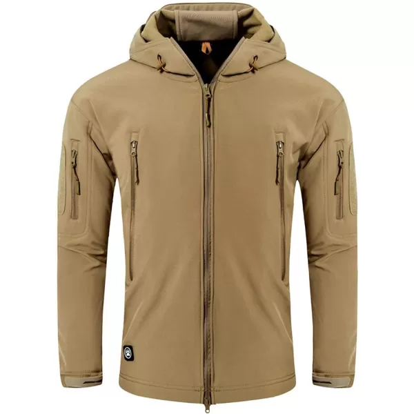 Flygo Men's Outdoor Military Hooded Tactical Fleece Softshell Jacket Coat