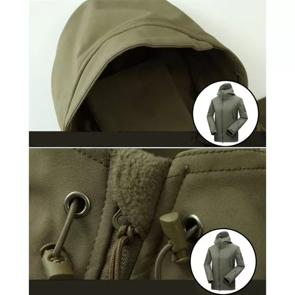 Flygo Men's Outdoor Military Hooded Tactical Fleece Softshell Jacket Coat