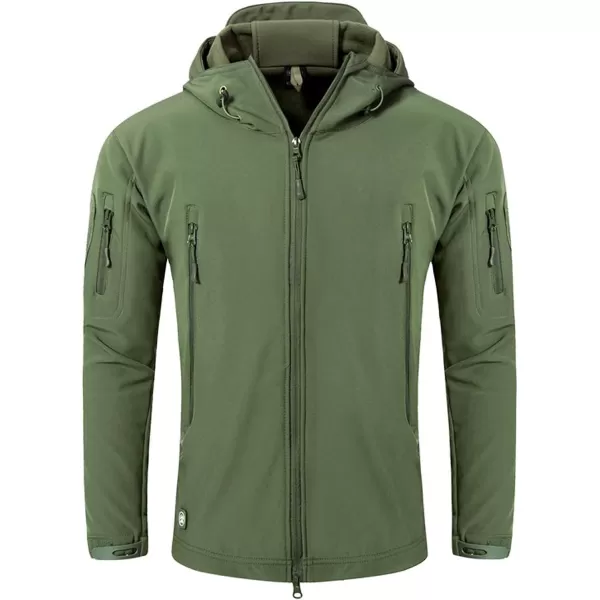 Flygo Men's Outdoor Military Hooded Tactical Fleece Softshell Jacket Coat
