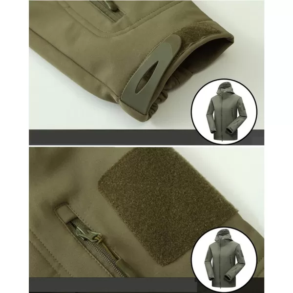 Flygo Men's Outdoor Military Hooded Tactical Fleece Softshell Jacket Coat