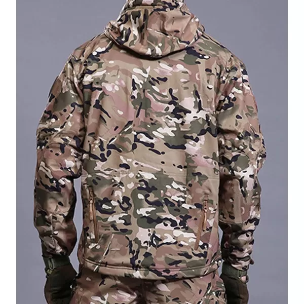 Flygo Men's Outdoor Military Hooded Tactical Fleece Softshell Jacket Coat