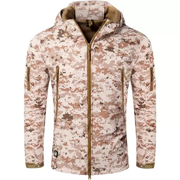 Flygo Men's Outdoor Military Hooded Tactical Fleece Softshell Jacket Coat