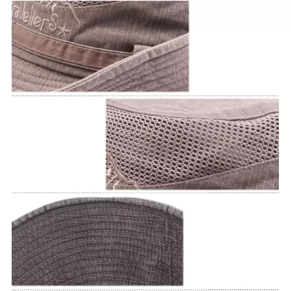 Flygo Mens Outdoor Wide Brim Bucket Mesh Side Snap Fishing Hat Safari Cap