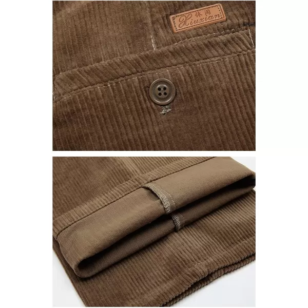 Flygo Mens Relaxed Fit High-Waisted Straight Leg Corduroy Pant Non-Iron