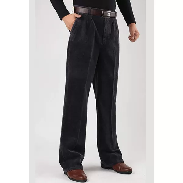 Flygo Mens Relaxed Fit High-Waisted Straight Leg Corduroy Pant Non-Iron