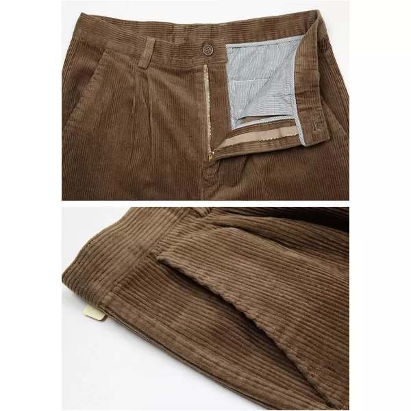 Flygo Mens Relaxed Fit High-Waisted Straight Leg Corduroy Pant Non-Iron