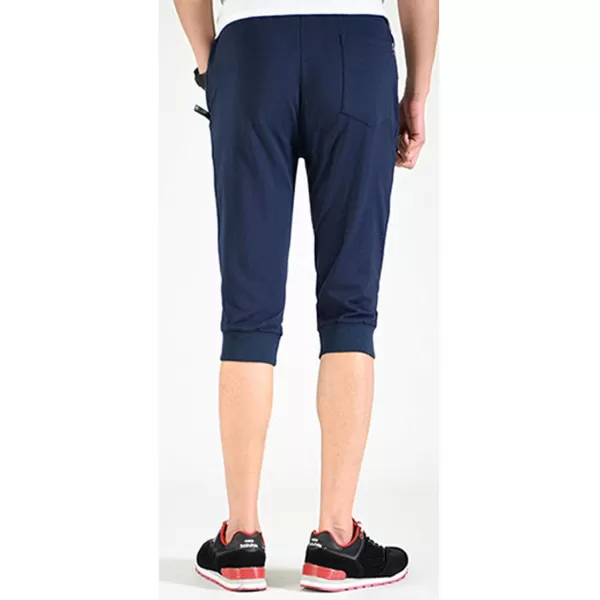 Flygo Men's Sweat Shorts Below Knee Cotton Workout Bodybuilding Running 3/4 Jogger Capri Pants
