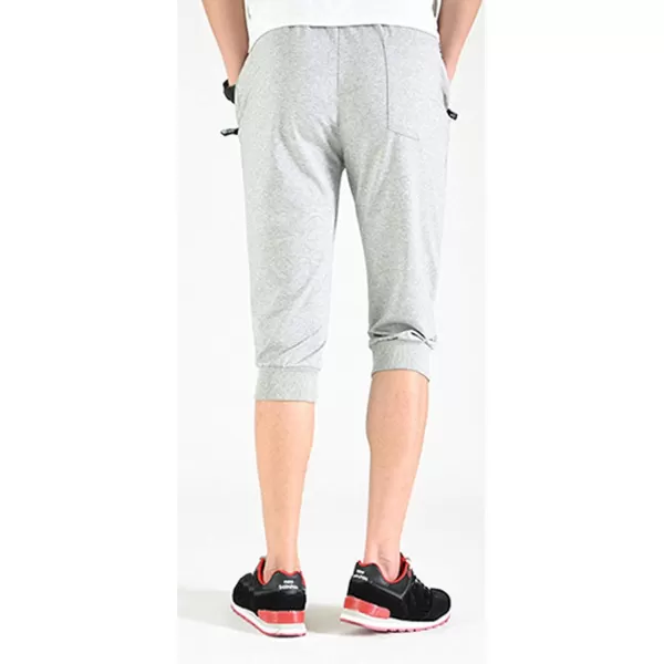 Flygo Men's Sweat Shorts Below Knee Cotton Workout Bodybuilding Running 3/4 Jogger Capri Pants