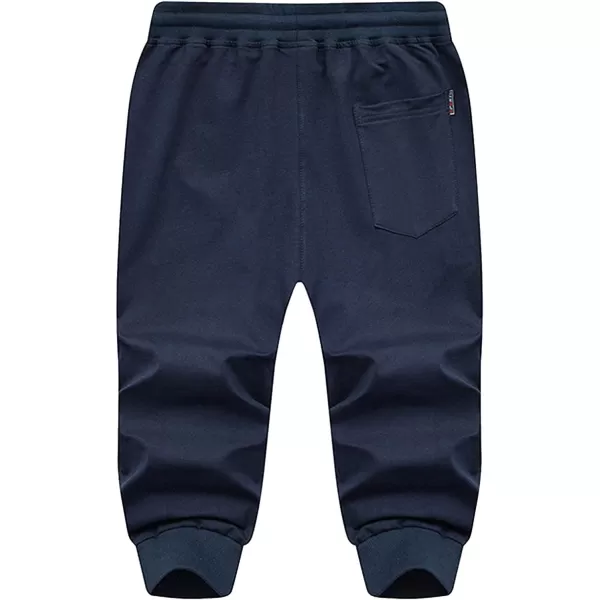 Flygo Men's Sweat Shorts Below Knee Cotton Workout Bodybuilding Running 3/4 Jogger Capri Pants